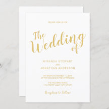 Casamento Dourado e Branco de Script Moderno