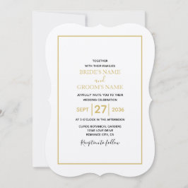 Convite Casamento Dourado e branco minimalista