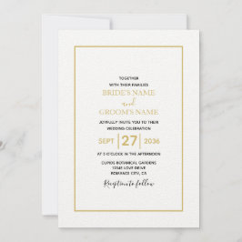 Convite Casamento Dourado e branco minimalista
