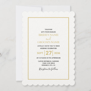Convite Casamento Dourado e branco minimalista