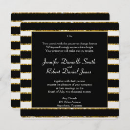 Convite Casamento Dourado e branco-negro