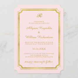 Convite Casamento Dourado e elegante do Monograma