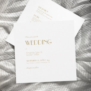 Convite Casamento Dourado e minimalista de Deco All One Sq