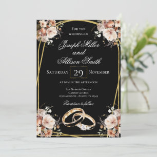 Convite Casamento Dourado e negro