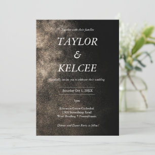 Convite Casamento Dourado e negro e PERSONALIZÁVEL
