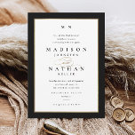 Convite Casamento Dourado e negro legante<br><div class="desc">Este Convite para Casamento Negro e Dourado é simples e versátil. Ele apresenta um design branco-chic e preto com um monograma,  detalhes de script,  simples quadro de ouro e texto editável formal. Clique no botão editar para personalizar este design.</div>