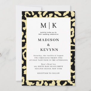 Convite Casamento Dourado E Preto De Leopardo