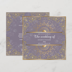 Convite Casamento Dourado e Roxo