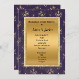 Convite Casamento Dourado e roxo de Chandelier