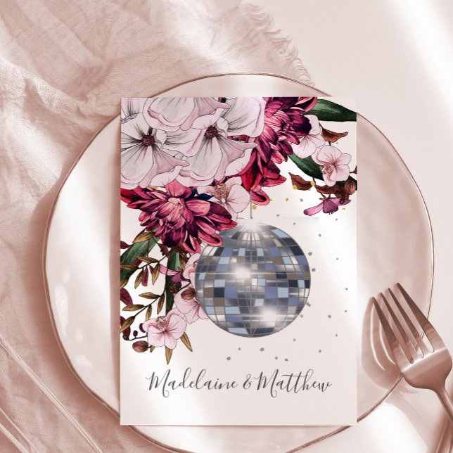 Convite Casamento Dourado Elegante Burgundy Blush Disco (Criador carregado)