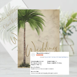 Convite Casamento Dourado Elegante da Árvore de Palma Trop