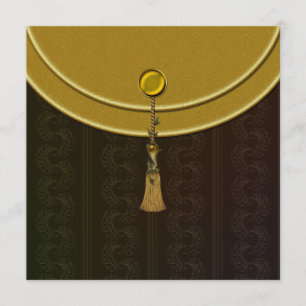 Convite Casamento Dourado Elegante de Tassel