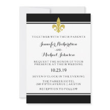 Casamento Dourado Elegante Fleur de Lis Black and 