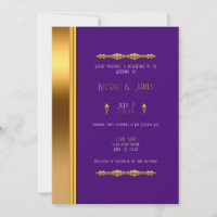 Casamento Dourado Elegante Roxo Real