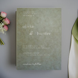 Convite Casamento Dourado Elegante Sage