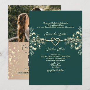 Convite Casamento Dourado Emerald Green - Foto do Código Q