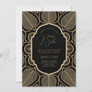 Convite Casamento Dourado Espanol Invitación Boda Elegante