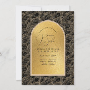 Convite Casamento Dourado Espanol Invitación Boda Elegante