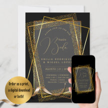 Casamento Dourado Espanol Invitación Boda Elegante