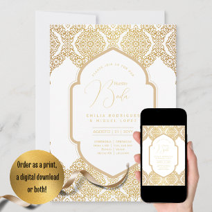 Convite Casamento Dourado Espanol Invitación Boda Elegante