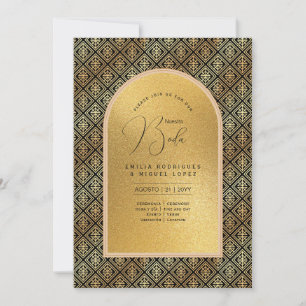 Convite Casamento Dourado Espanol Invitación Boda Elegante