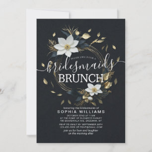 Convite Casamento Dourado Floral Brancos Bridesmaid Brunch