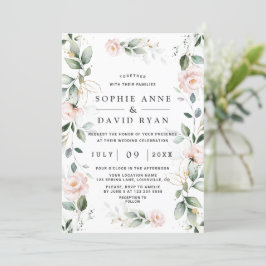 Convite Casamento Dourado Floral Cor de Água Verde Rosa