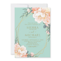 Casamento Dourado Floral de Pêssego Verde