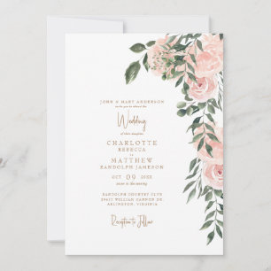 Convite Casamento Dourado Floral  e Gordo Blush