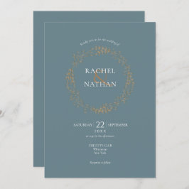 Convite Casamento Dourado Floral Laurel Garland
