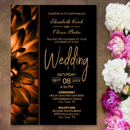 Convite Casamento Dourado Floral Moody Black
