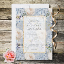 Casamento Dourado Floral Russo Azul e Branco