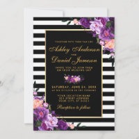 Casamento Dourado Floral Violeta Roxo