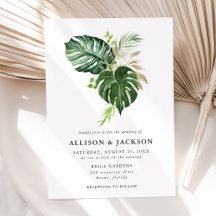 Casamento Dourado Folhas Tropicais Modernas
