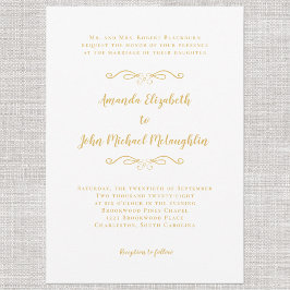 Convite Casamento Dourado Formal Elegante Clássico