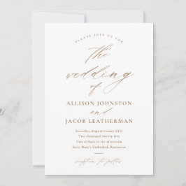 Convite Casamento Dourado Foto Script Elegante