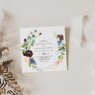 Convite Casamento Dourado Geométrico Casual