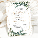 Convite Casamento Dourado Geométrico Rustic Watercolor<br><div class="desc">Esta elegante coleção Dourada de Rustic Greenery apresenta cores aquáticas mistas em botânica verde,  um roteiro de caligrafia moderno emparelhado com uma letra serif clássica em preto e um monograma personalizado no verso. Itens correspondentes disponíveis.</div>