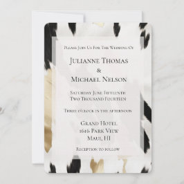 Convite Casamento Dourado Glam Branco Negro Cowhide Sudoes