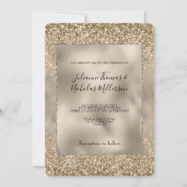 Convite Casamento Dourado Glam Glitzy Glitter