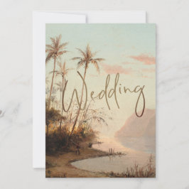 Convite Casamento Dourado I da Árvore Tropical de Palma El