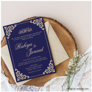 Convite Casamento Dourado islâmico islâmico Elegante