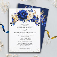 Casamento Dourado Metálico Real Azul Branco Invi