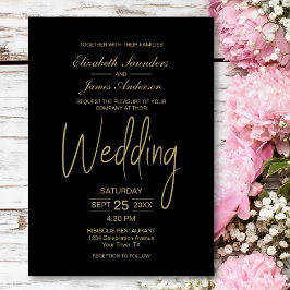 Convite Casamento Dourado Mínimo Elegante