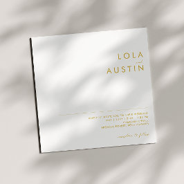 Convite Casamento Dourado Mínimo Moderno de Font Square