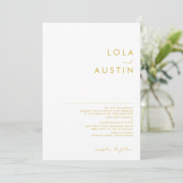 Convite Casamento Dourado Moderno e Minimalista