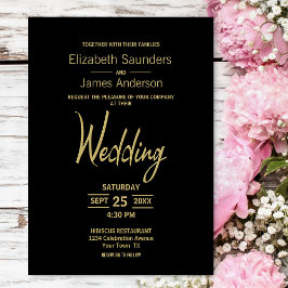 Convite Casamento Dourado Moderno Minimalista