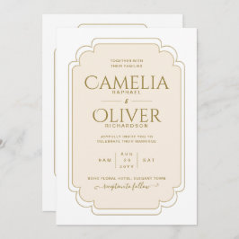 Convite Casamento Dourado MONOCHROME da Finest Beige Cream