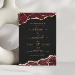 Convite Casamento Dourado Negro Moderno Agate Burgundy<br><div class="desc">Agate Geode Black,  Burgundy e Gold Foil Wedding Primavera ou Summer Wedding Invices - inclui um roteiro moderno e elegante para a celebração especial do dia do casamento.</div>