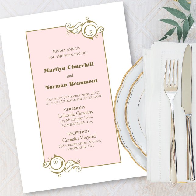 Convite Casamento Dourado rosa (Criador carregado)